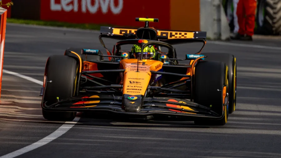 Lando Norris devance la Ferrari de Charles Leclerc lors de la dernière séance d’essais libres au Canada