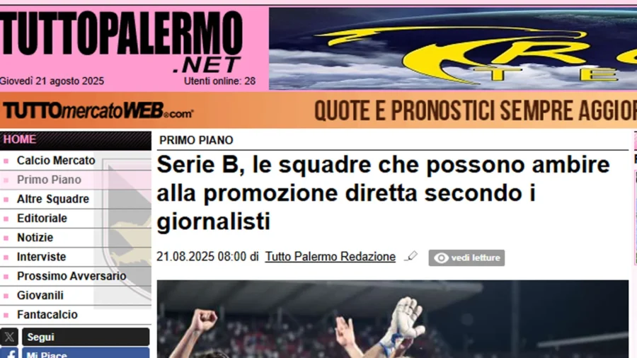 Serie B, le sondage de TuttoPalermo : les favoris selon les journalistes