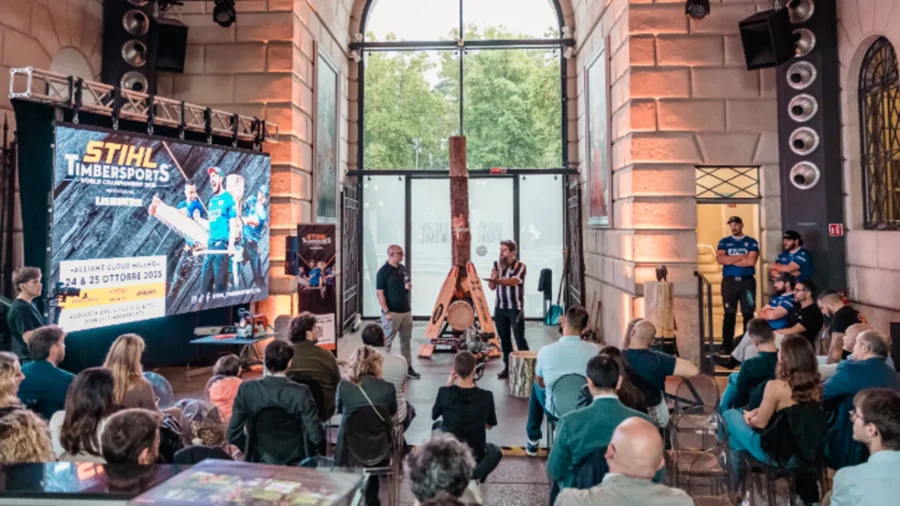 Le championnat du monde Stihl de sports forestiers 2025 présenté à Milan